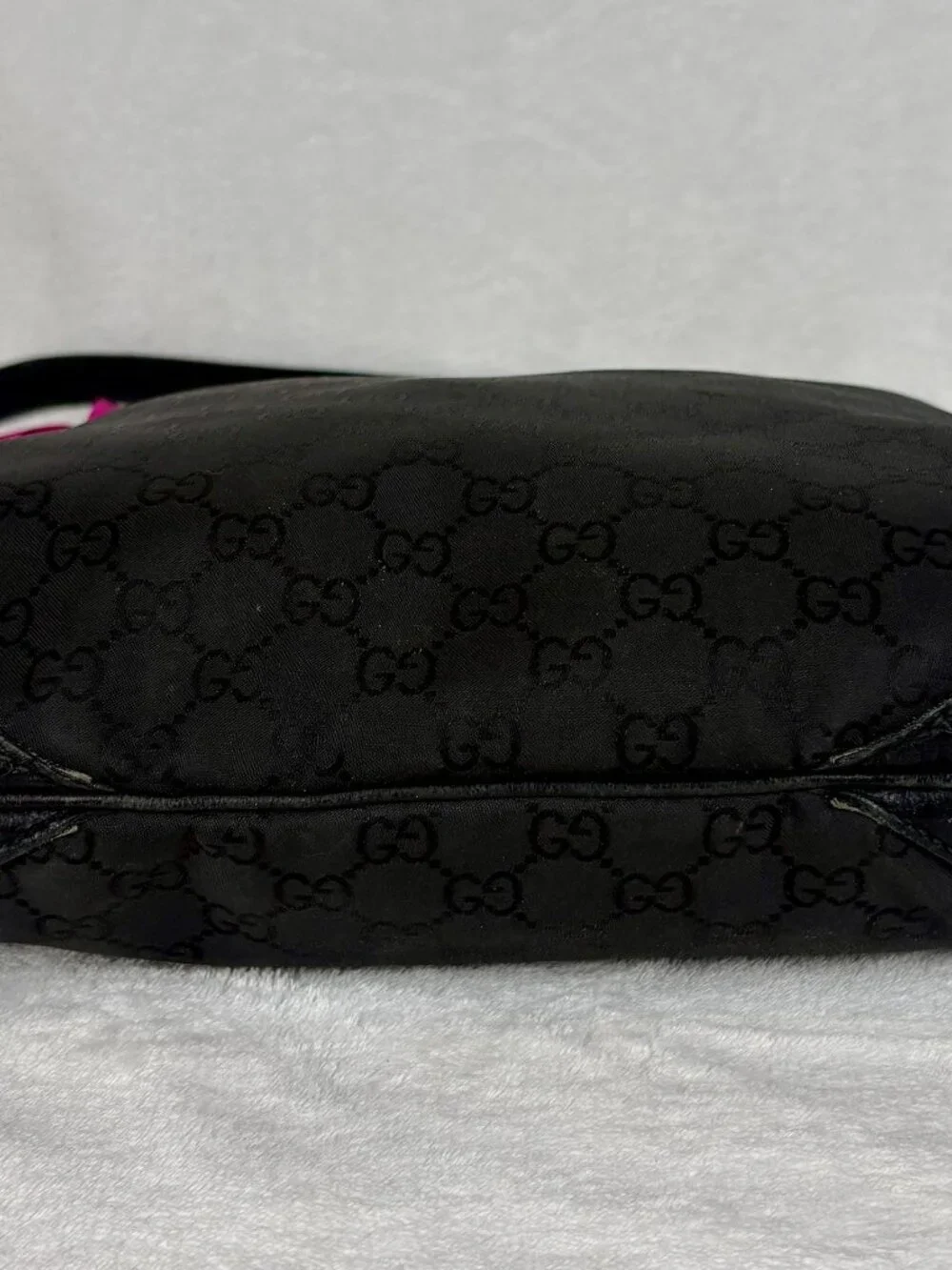 Gucci Vintage Black Monogram GG Canvas Hobo Shoulder Bag